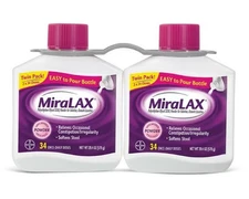 NEW MiraLAX Laxative Powder for Gentle Constipation Relief - 2 x 34 dose