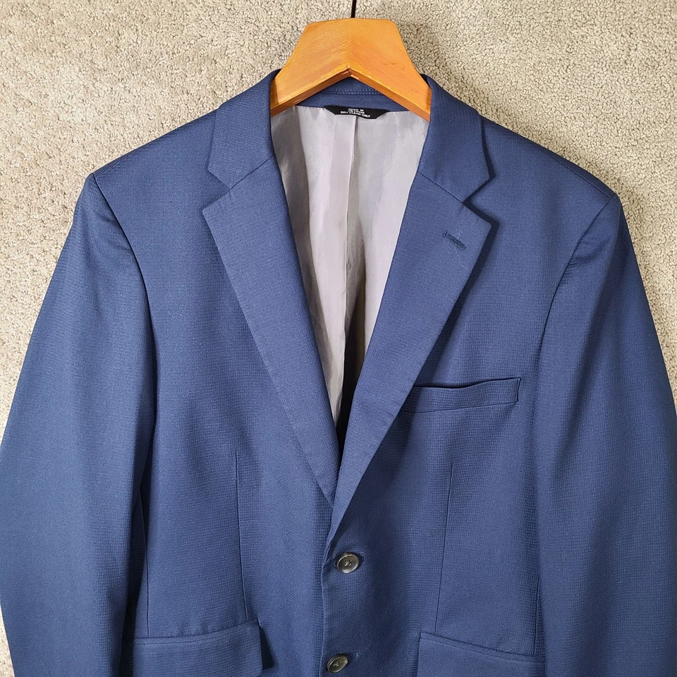 Chaqueta Haggar H26 Para Hombre 38S Azul Ajuste A Medida Blazer 2 Botones Poli Elástico Foto 2 de 4