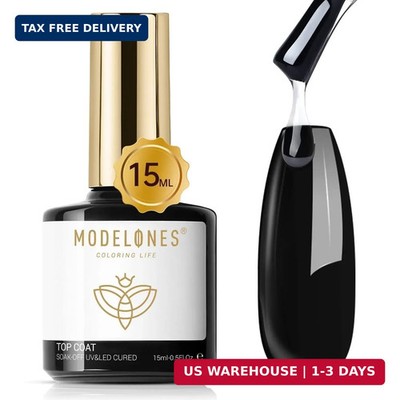 modelones Gel Top Coat, 15ml No Wipe Gel Nail Polish High Gloss Top Coat Shiny L
