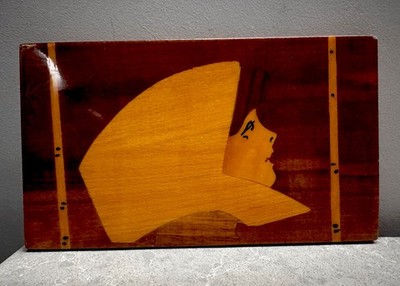 Vintage USSR Mid-Century  Wall Wooden Picture ''Between Two Trees '' Soviet Deco