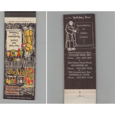 Matchbook Cover The Abbey Restaurant College Park MD #1