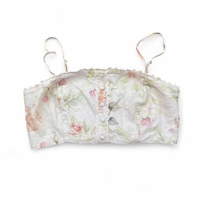 Caroline Constas floral smocked cami corset top women US 5