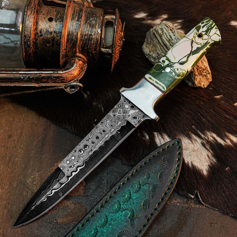 10.7" Dagger  knife Handmade Sharp shooter  Full Tang Resin Handle + Sheath