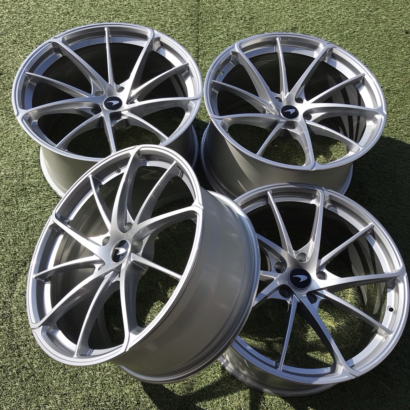 19 20 MCLAREN 750S RIMS OEM GENUINE STOCK SET 4 SILVER 720S