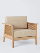 John Lewis Woven Rattan Panel Acacia Wood Garden Lounge Chair, Natural