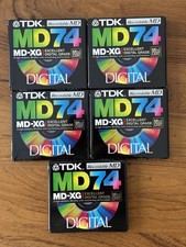 Set of 5 TDK MD-XG 74min Recordable MiniDisc. 1993. New Sealed