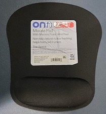 onn Mouse Pad with Memory Foam Wrist Rest Black