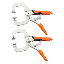 2 PCS C Clamp Heavy Duty Locking Pliers Swivel Pads Adjustable Face 6 Inch