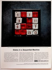 Vintage IBM Research Ad 1960s Sequential Machine Computer Puzzle Ephemera