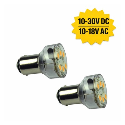BA15d LED 12V 24V Warmweiß 3000K 1W  ersetzt 10W Halogen 2er Set 100lm