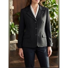 Suit Studio Black Pinstripe Blazer Jacket Size 6P Petite Professional Workwear
