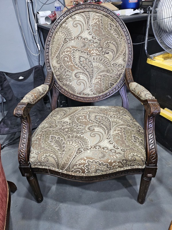 Upholstered Wood Accent Chair With Arms Padded Seat Paisley Beige Brown 44"
