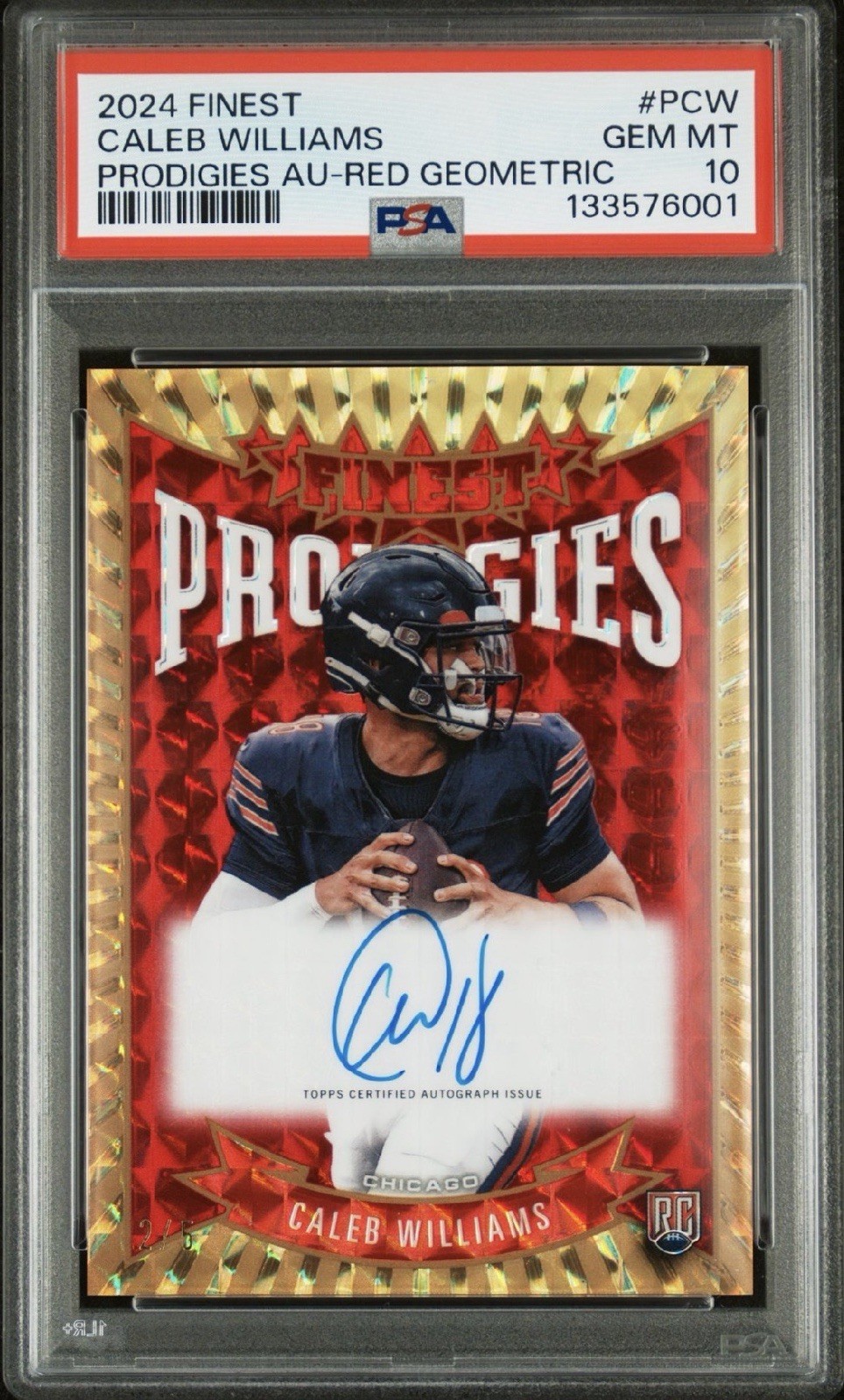 Caleb Williams Topps Finest Prodigies Autographs #PCW Red Refractor