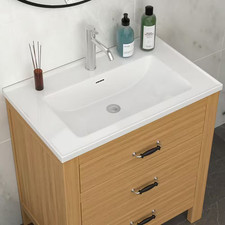 32 In. Drop-In Bathroom Sink in White Ceramic with Single Vanity Top Sink Only 