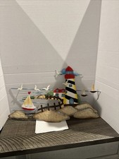 Metal Beach Wall Hanging Plaque Seagulls, Boat Lighthouse
