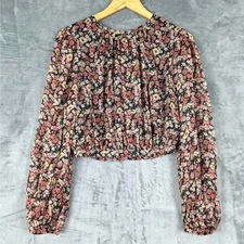 Womens Top Small Bardot Annie Floral Boho Romantic Fairy Cropped Feminine Bloom