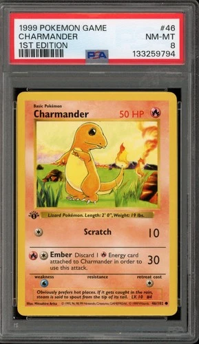 Pokemon Charmander Base Set Shadowless 1st Edition #46 PSA 8