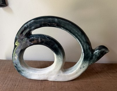 Handmade Studio Pottery Blue Abstract Ceramic Ring Vase OOAK 