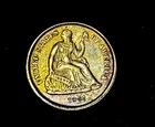1861/0 Seated Liberty Half Dime 5c Semi Key Overdate High Grade AU-UNC Toned
