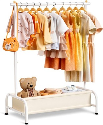 Clothing Rack with Small Dress Up Short  Dress Up Closet for Baby Clothes, White