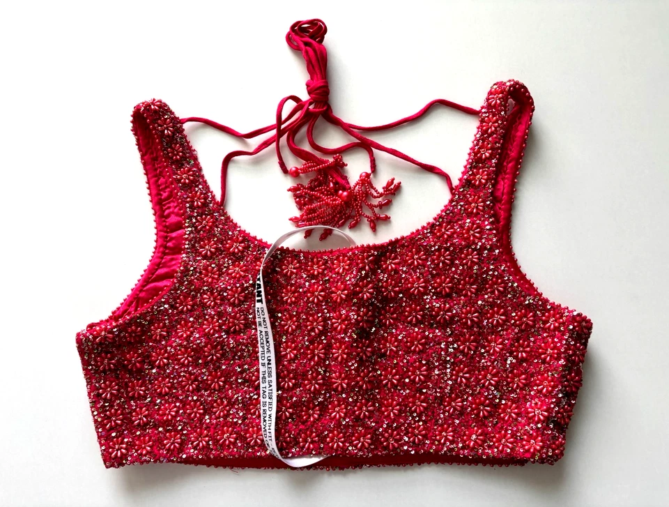 SANI Hand Beaded Embroidered Blouse NWT Women’s Size L Saree Top $342 - Image 3 of 4