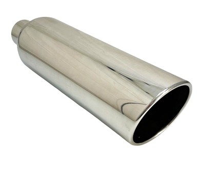 Exhaust Tip 5.00'' X 18.00'' Long 2.50'' Inlet Weld On WBOSS50018-250-RS-SS Rolled 