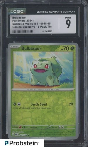 2024 Pokemon SV 151 Costco Exclusive 5-Pack Tin #001 Bulbasaur CGC 9 MINT