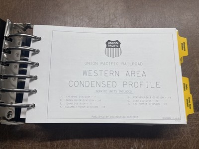 1991 Union Pacific Railroad Condensed Profile Western Area Maps 500+ Pages