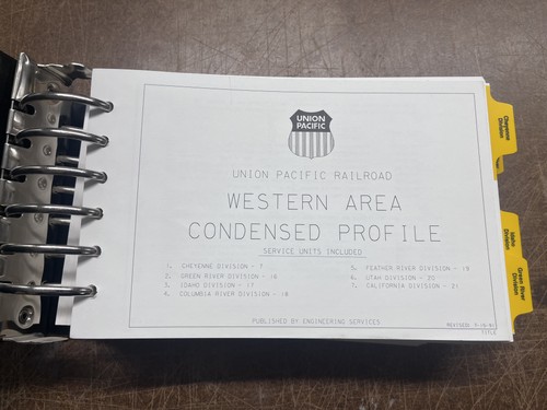 1991 Union Pacific Railroad Condensed Profile Western Area Maps 500+ Pages