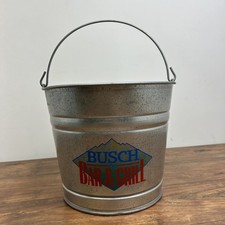 Busch Beer Bar & Grill Ice Party Buckets Galvanized Metal w/Handle Metal