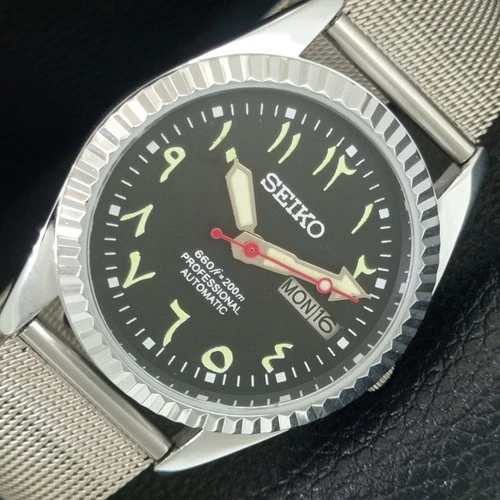 AUTOMATIC VINTAGE REFURBISHED SEIKO 6309A JAPAN MENS BLACK DIAL WATCH a442549-1