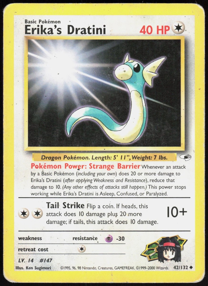 Gym Heroes Erika's Dratini 42/132 Uncommon Pokemon Unlimited DMG
