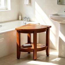 Teak 18" Corner Shower Bench Stool for inside Shower, Waterproof Bath Chair with
