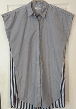 Madewell Blue Striped Collared Shirt Dress Size Medium
