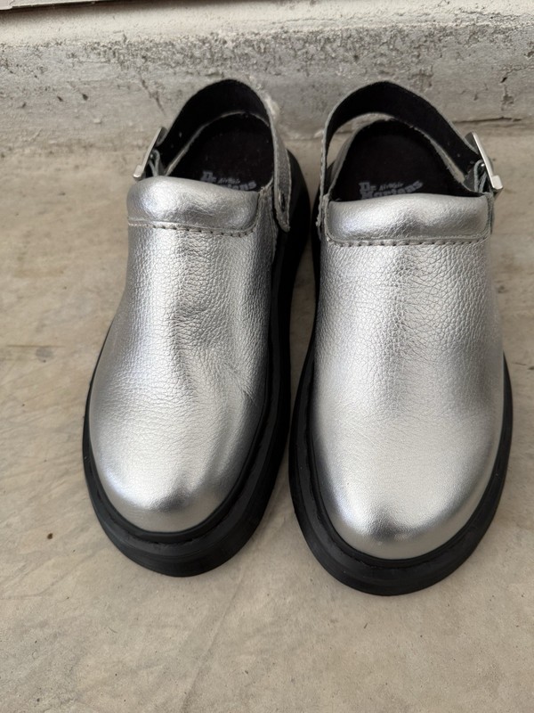 Dr. Martens Laketen Silver Leather Clog Comfort Buckle Shoes US Women's 5