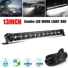 13 inch LED Light Bar Spot Flood Combo Truck SUV ATV 4WD Driving+Wiring Kit 14"