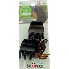 3 Pack Scunci No Slip Grip All Day Hold Jaw Clip, Brown, 3 Ct