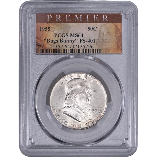 1955 50c Franklin Half Dollar - "Bugs Bunny" FS-401 ~  PCGS MS 64