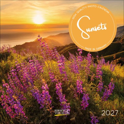 Sunsets 2027 Broschürenkalender mit Ferienterminen. Format: 30 x 30 cm Korsch
