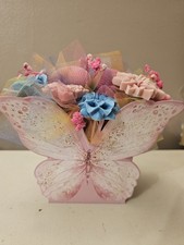 Handmade Butterfly Basket with Multicolor Soy Wax Flowers – Decorative Gift