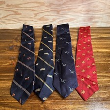 Smithsonian Institution Vintage Tie Lot of 4 Silk Blend Trains Birds Lions Music