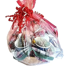 Christmas Gift Basket Set Towel Coffee Cups Pens Lotion Sign Ornament Decor 2421