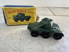Lesney Matchbox No. 67 “Saladin” Armoured Car 6x6 Dark Green England W/Box