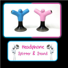 Headphone Splitters and Stands Pink and Blue 3.5mm Audio Jack TWIN PACK