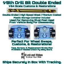 Rivet Head Drill Bit 1/8th For 1/64 Scale Customs Restorations Hot Wheel & Other