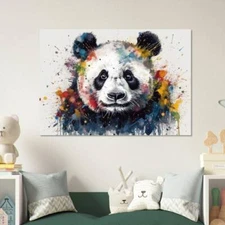 Giant Panda Head Painting Wall Art Canvas Unframed Print Art