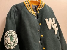 Golden Bear Wool Leather Green Varsity Leatherman Jacket Size Large Made USA