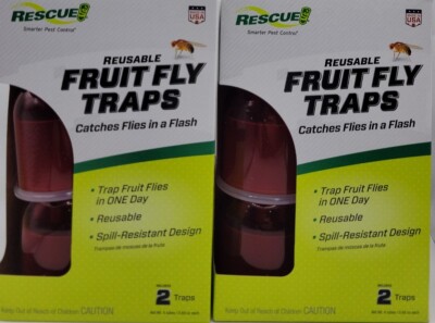 (LOT OF 2) RESCUE 2Pk Reusable Fruit Fly Trap Includes 60 Day Bait Supply!