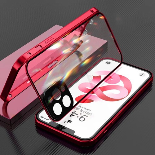 360° Double-Sided Glass Case For iPhone 15 14 13 Pro Max 12 Buckle Phone Cover - Picture 15 of 16