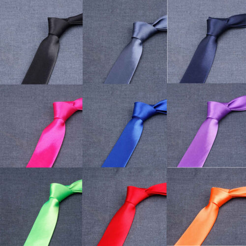  Klassische einfarbige Herren-Satin-Krawatte 8 cm breite Hochzeit Party Geschäft QNTIE0004 - Bild 1 von 25
